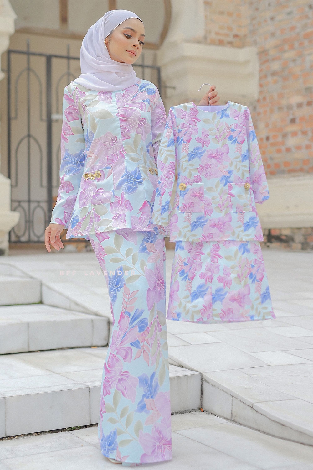  Baju  Kurung Cinta Baby Blue Purple Kids