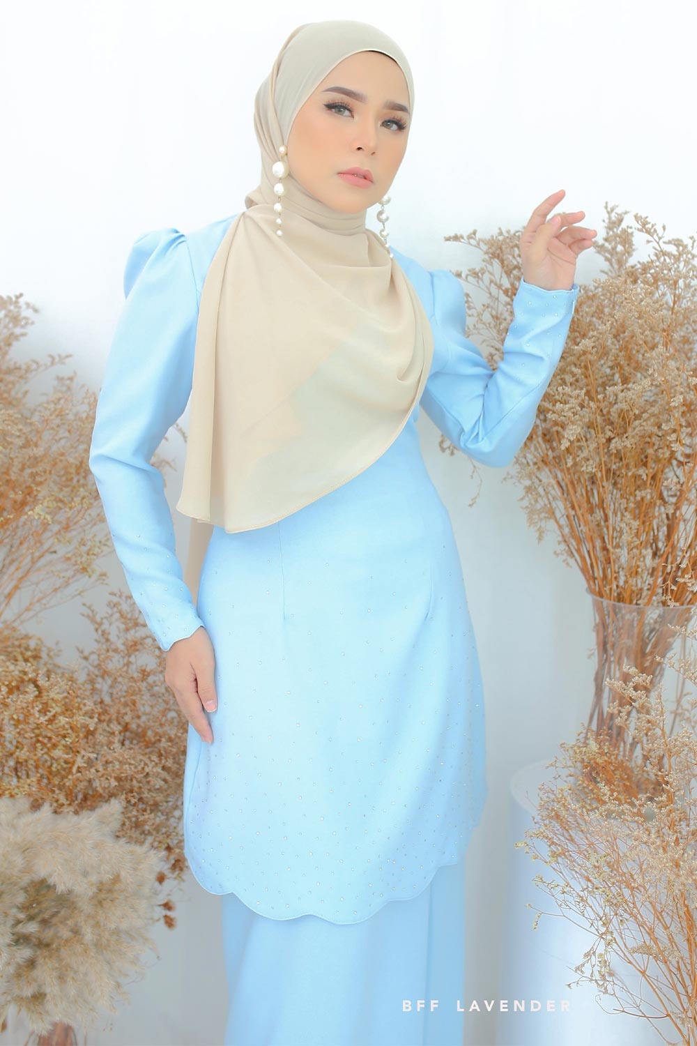 Baju Kurung Scallop Baby Blue