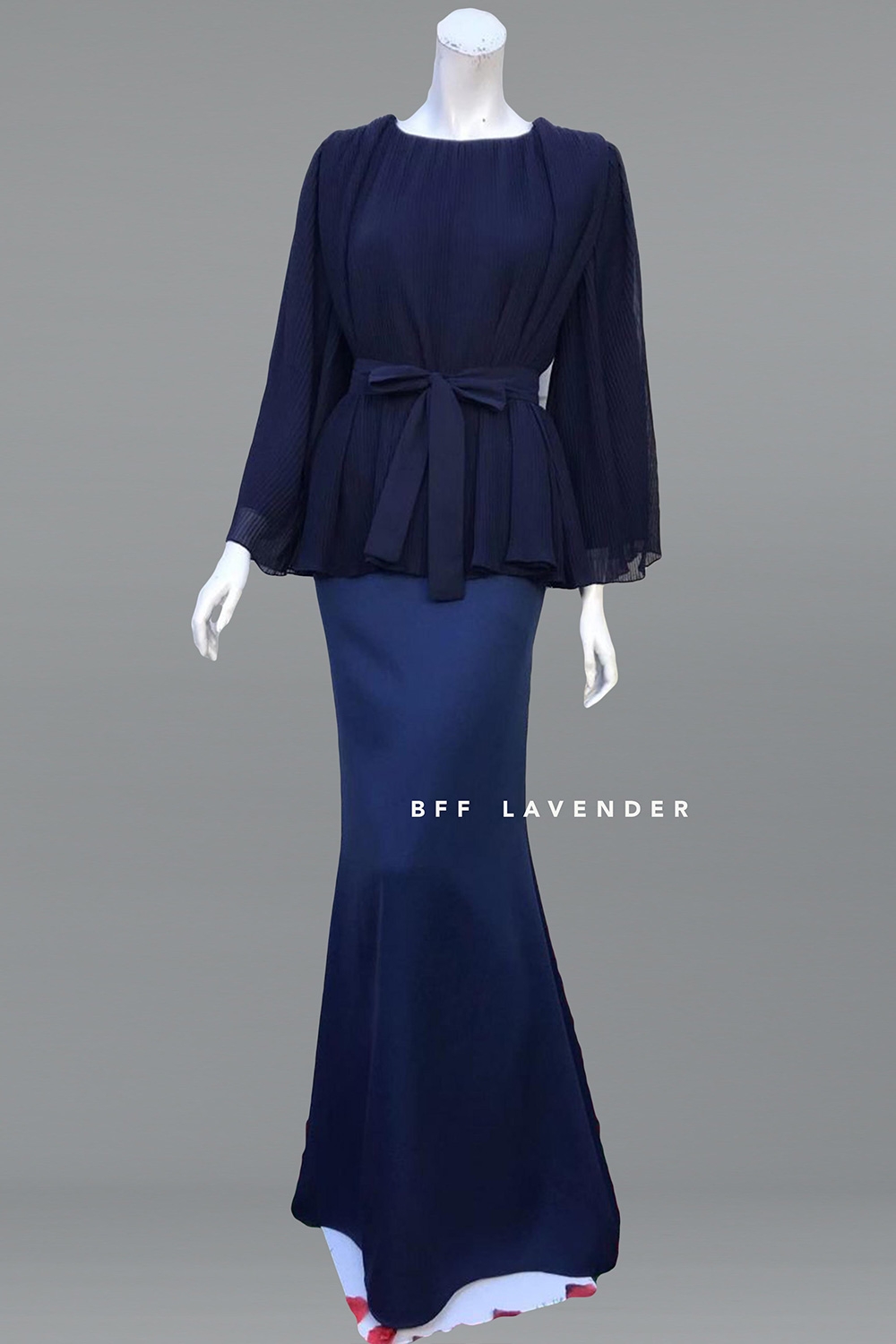 baju kurung blue navy