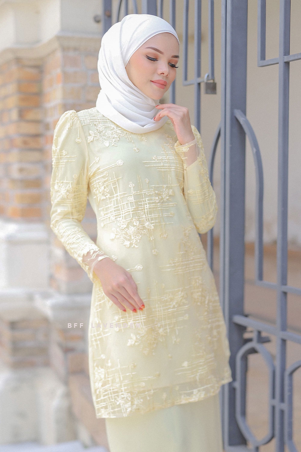 baju kurung yellow mustard